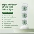 thumbnail image 2 of Desk Fan, Strong Airflow Triple Head, USB Rechargeable Portable Green, for Office Desktop Outdoor Camping Personal Cooling Use 1 Pack, 2 of 9