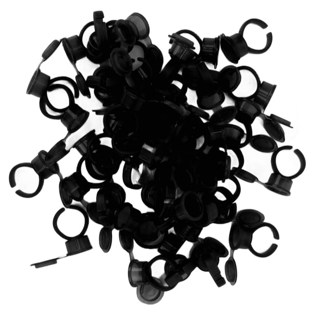 50-Piece Pigment Ring Cups With Sponge - Adjustable Microblading & Eyelash Extension Glue Holders For Permanent Makeup