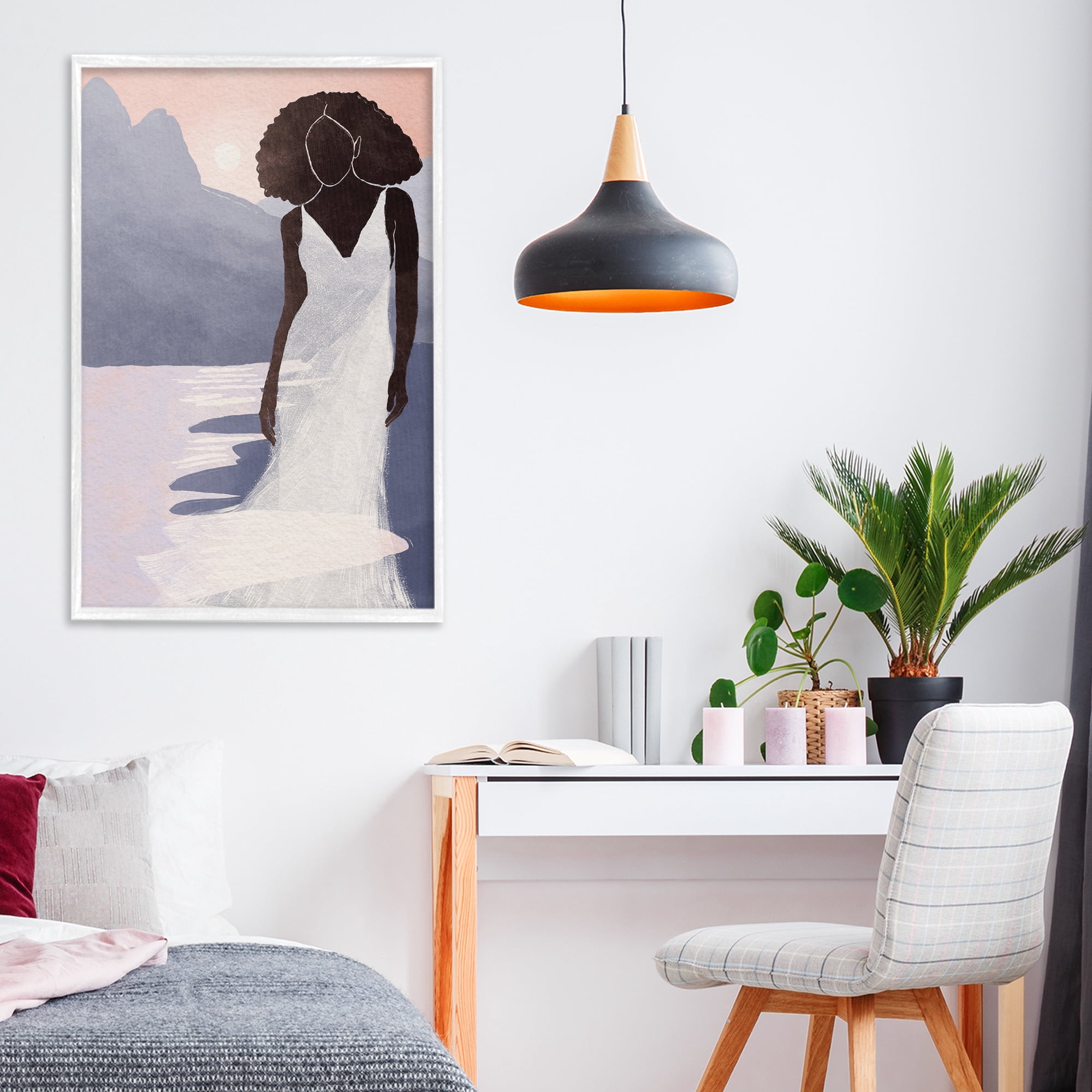 Stupell Industries White Gown Silhouette at Sunset White Framed Giclee Art, design by Yuyu Pont