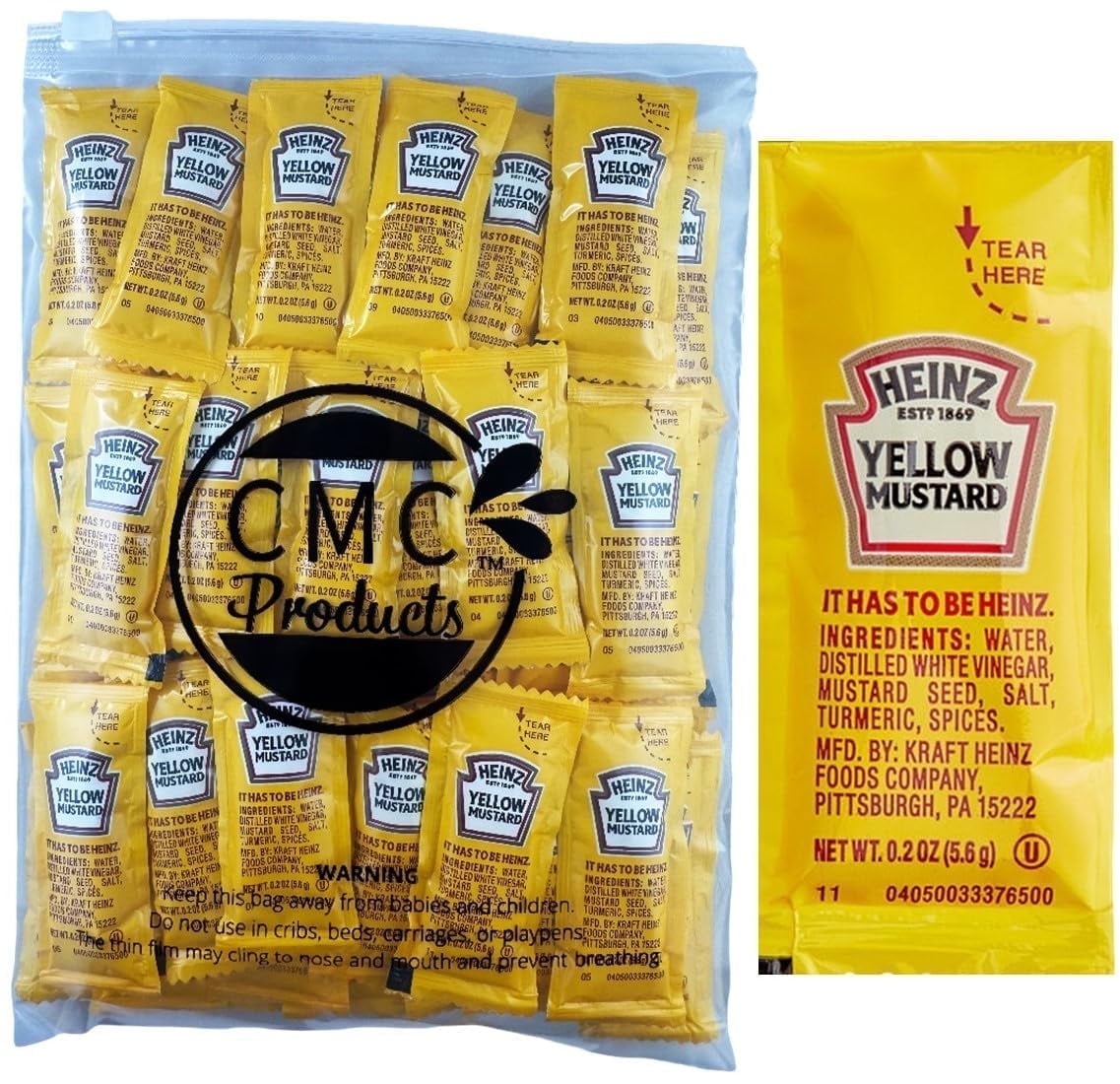 French's Classic Yellow Mustard Packets, 500 Stück – One 500 Count Individual Yellow Mustard Packets, Perfect Single-Serve Size For Delivery And