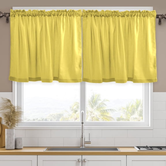 Ryvnso Goose Yellow Curtains Sets Short Curtain Rod Pocket Half Window Cafe Farmhouse Tier 2 Panels 57"W x 24"L