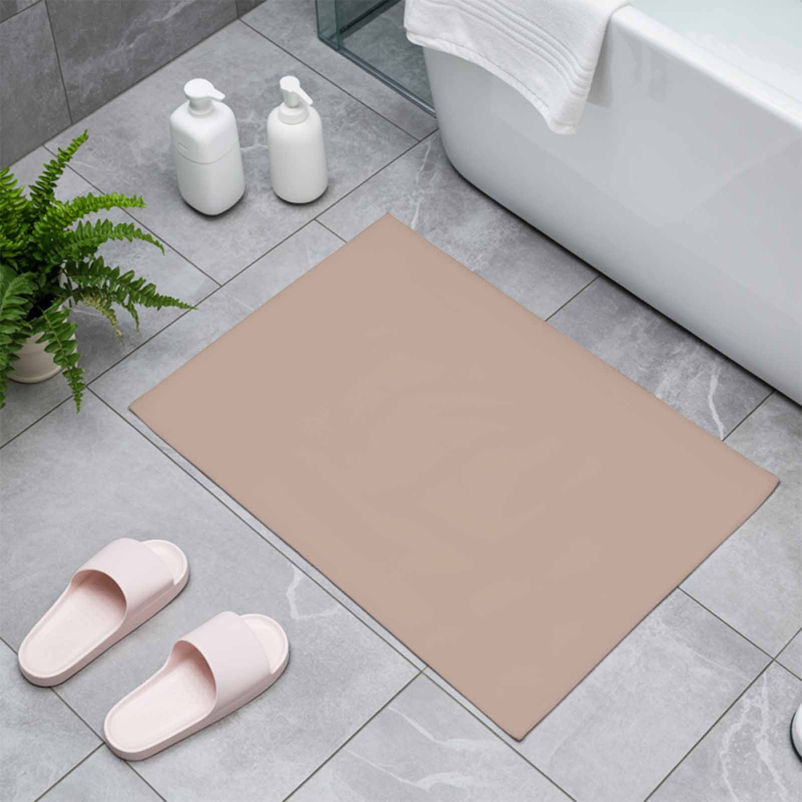Brown Indoor Door Mat - 16"x24", Non-Slip Welcome Mat for Outdoor, Farmhouse Solid Brown Color Modern Art Front Doormat for Entry, Low-Profile Doormat Entrance Rug for Kitchen/Bathroom