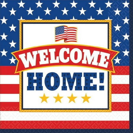Welcome Home USA America Military Patriotic Theme Party Bulk Beverage Napkins