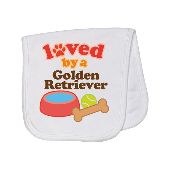 Inktastic Golden Retriever Loved by a Baby Burp Cloth