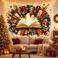 thumbnail image 3 of Antique Book Stack Illustration Tapestry Wall Hanging, 3 of 7