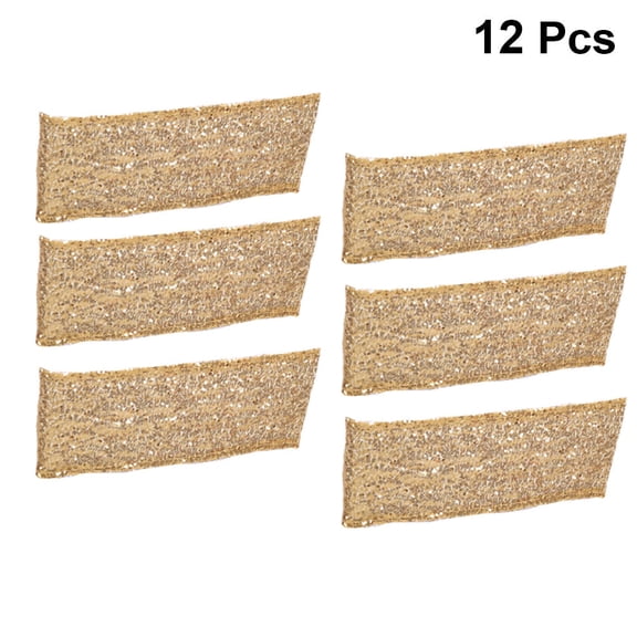 GOOHOCHY 12 Pcs Chair Back Decoration Stretchable Ribbons Banquet Golden