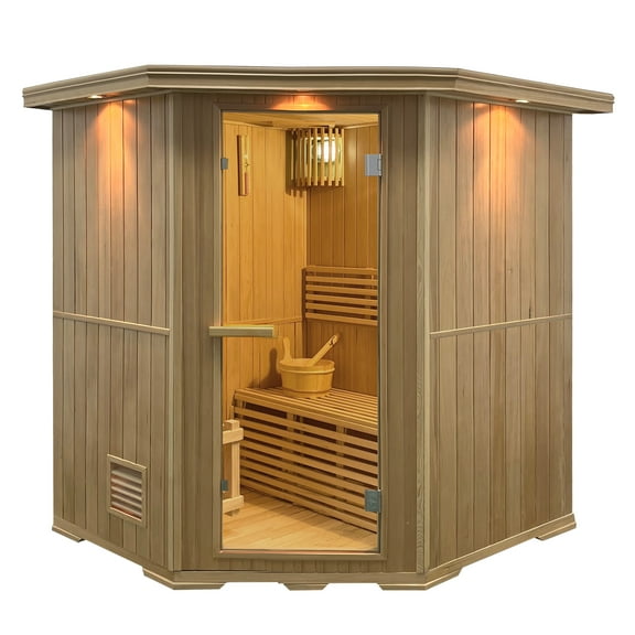 ALEKO SKD6HEM Hemlock Wood Wet Dry Indoor 6 Person Sauna 6 kW ETL Certified Heater