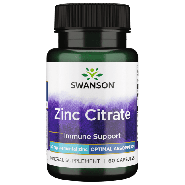 Swanson Zinc Citrate 50 mg 60 Capsules