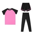 thumbnail image 5 of ITSAME Girls Athletic Outfit 3-Piece, Crewneck Shirt with Shorts and Pants School Uniform Kids Quick-Dry Sport Set Hot Pink 7-8T, 5 of 5