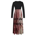 thumbnail image 5 of Qiopertar Vente de Liquidation Robe à Manches Longues Imprimée à Fermeture Éclair Col Rond Jupe Longue Offres de la Semaine Moins de 5$, 5 of 5