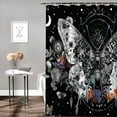 thumbnail image 2 of JEUXUS Skeleton Butterfly Black and White Skull Mushroom Shower Curtain for Bathroom White, 2 of 7