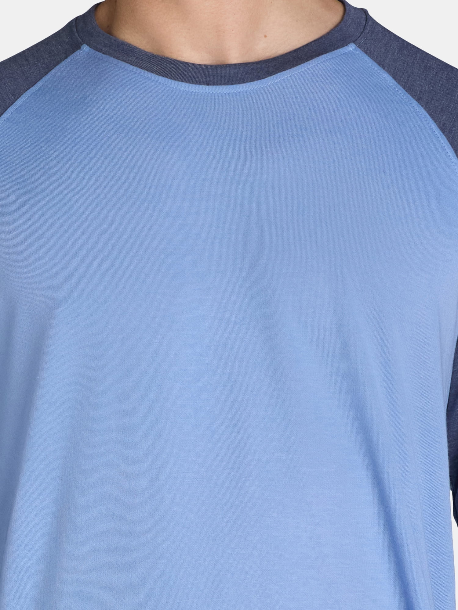 George Men's and Big Men’s Raglan Crewneck Tee with Long Sleeves, Sizes S-3XL