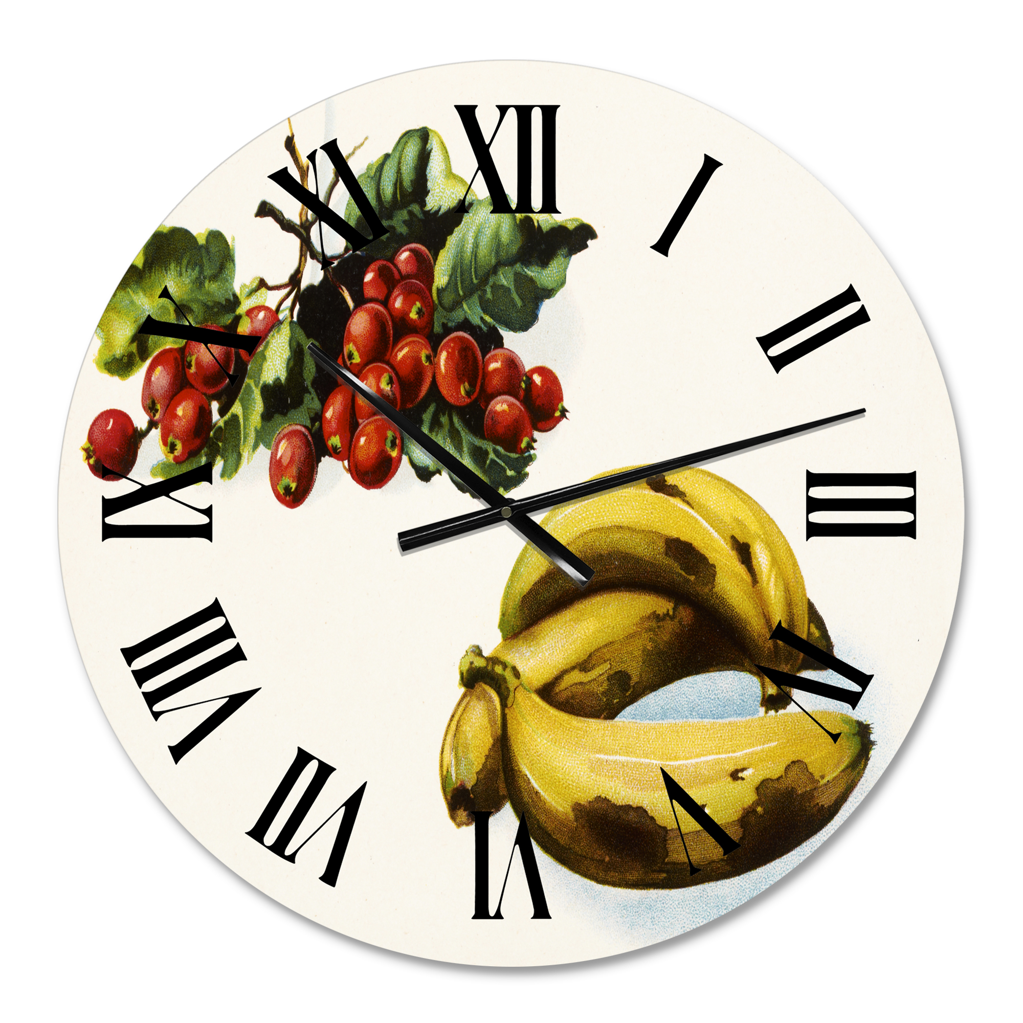 Designart 'Banana And Red Berries' Farmhouse Wall Clock
