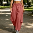 thumbnail image 4 of VBVC Women's Drawstring Baggy Harem Pants , Adjustable Hem Jogger Pants For Women , Ladies' Loose Fit Lantern Trousers with Pockets, Red , S-2XL, 4 of 4