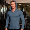 thumbnail image 2 of Stamzod Fishing Shirts for Men Summer Solid Color Lightweight Sun Hoodie Mens Long Sleeve Sun Protection Shirts for Men Navy B M, 2 of 9