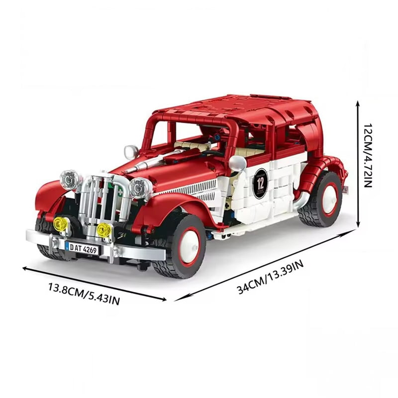 Honchoes Remote control Car Building Set Compatible with Lego Car Model Retro Red for Adults 916 Pcs