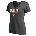 thumbnail image 2 of Women's Ash Baltimore Orioles Win Stripe V-Neck T-Shirt, 2 of 3