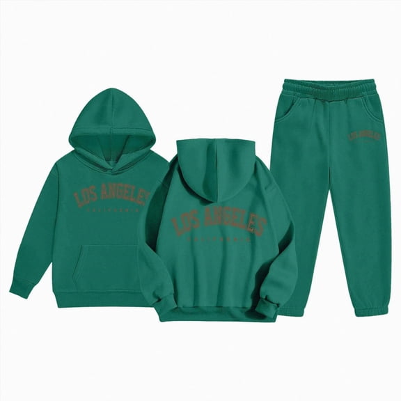 NIEWTR 6-7 Years Toddler Baby Kids Girls Clothes 2-Piece Outfit Set Fall Winter Round Neck Long Sleeve Casual Top and Joggers Pants Unisex Loungewear Set A136-Dark Green