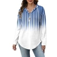 thumbnail image 5 of Craaazy Hoodies for Women Casual V-Neck Long Sleeve Shirts Stripe Color Drawstring Button Top Gifts, 5 of 6