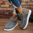 thumbnail image 2 of Womens Platform Ankle Boots Winter Fall Wide Width Round Toe Walking Flats Casual Short Booties Shoes Grey Size 8.5, 2 of 7