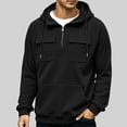 thumbnail image 2 of Hngshg Men's Hooded Sweatshirts Big and Tall Long Sleeve Quarter Zip Tops Textured Drawstring Pullover Hoodies, 2 of 7