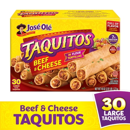 Jose Ole Beef & Cheese Flour Taquitos, Frozen Mexican Food, 45 oz