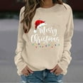 thumbnail image 2 of Enjoytime Crew Neck Sweatshirts Women Cute Printed Long Sleeve Pullover Tops Xmas Holiday Casual Fashion Clothing Khaki S, 2 of 5