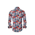 thumbnail image 2 of Mens PREMIERE Long Sleeve Button Down Dress Shirt RED BLUE HIBISCUS FLORAL, 2 of 3