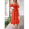 thumbnail image 3 of Vestido PRETTYGARDEN para mujer naranja midi con mangas abullonadas XL, 3 of 8