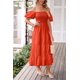 thumbnail image 3 of Vestido PRETTYGARDEN Midi Cuello Cuadrado Mangas Abullonadas Naranja M, 3 of 8