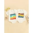 ESASSALY Baby Boys Romper Fuzzy Letter Embroidery Short Sleeve