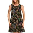 thumbnail image 1 of Balery Decorative Feathers Vestidos de verano para mujer con estampado: vestido holgado sin mangas, vestido playero informal y cómodo para días calurosos., 1 of 7