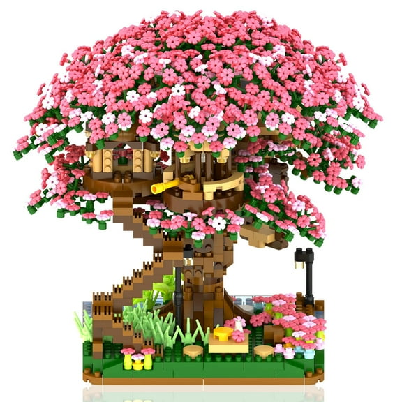 MACTANO Plant Micro Mini Building Block Set Cherry Blossom Tree Bonsai Building Kit Gift Multi Color