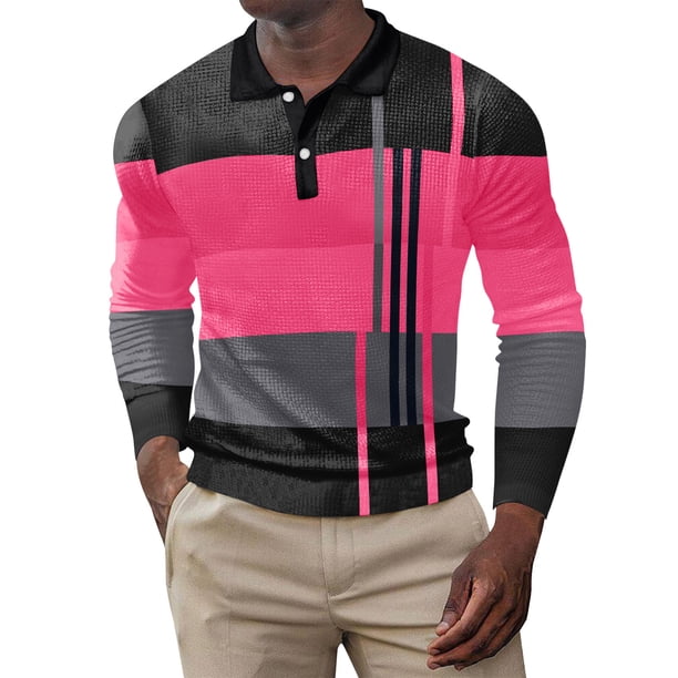 pstuiky mangas largas para hombre, Camisa de manga larga con solapa y botones de tela holgada con diseño de patchwork para hombre top de hombre xl