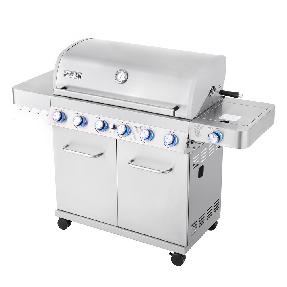 Monument Grills 77352 6-Burner Propane Gas Stainless Grill with LED Controls, Side Burner and Rotisserie Kit - image 5 of 11