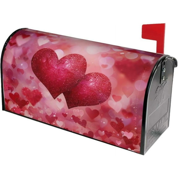Gorgeous Mother''s Day Valentines Day with Red Hearts Mailbox Covers Magnetic Post Box Cover Wraps Standard Size 21x18 in Inches for Garden Yard Décor