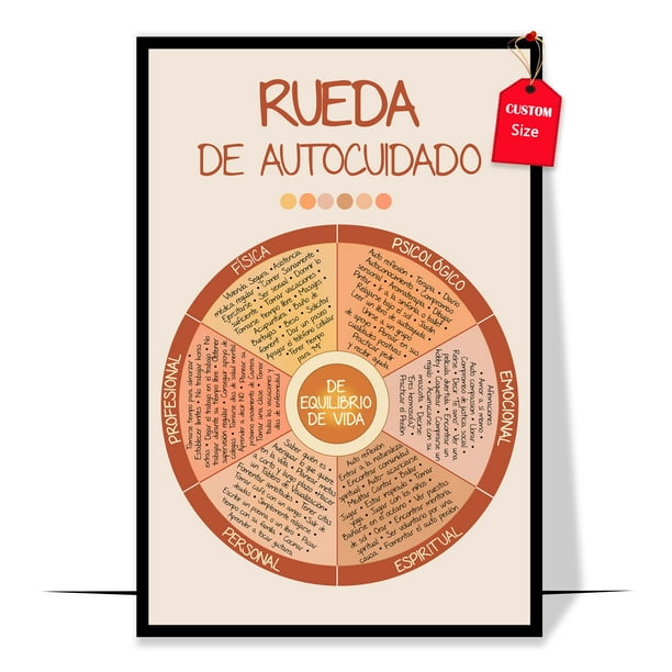 LOLUIS Spanish SelfCare Wheel Poster, Spanish School Counselor Poster, Therapy Posters for
