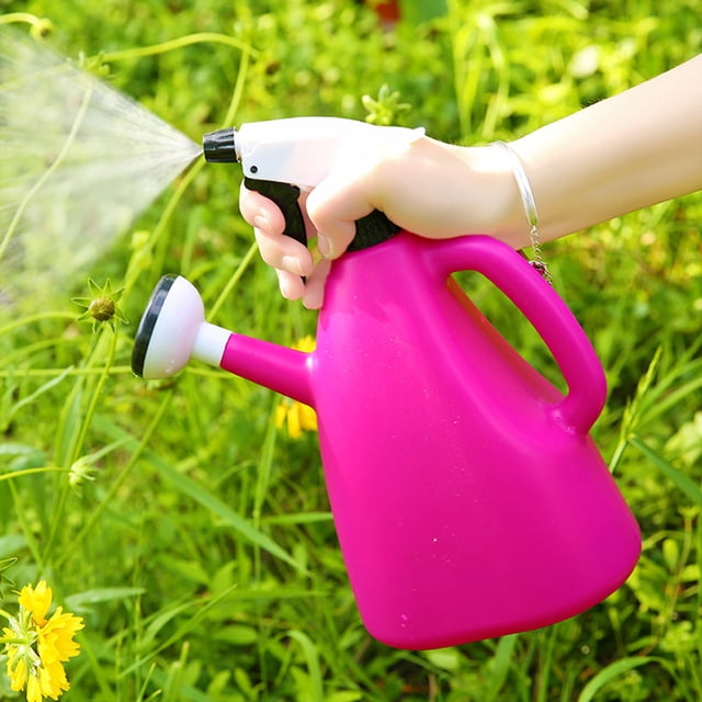 ELAYARD Durable Plastic Rosy Watering Pot with Adjustable Mist Sprayer for Plants