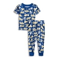 thumbnail image 2 of Wonder Nation Toddler Boys or Girls Cotton Snug Fit Short Sleeve Pajama Top and Pants Set, 6-Piece, Sizes 12M-5T, 2 of 7