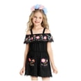 thumbnail image 2 of Girls Summer Dress Toddler Ruffle Sleeve Dresses Kids Swing Casual Beach Boho Sundress with Pockets For 18 Months 1T 2T 3T 4T 5T 6T 7T Gibobby,9-10 Years,Black, 2 of 9