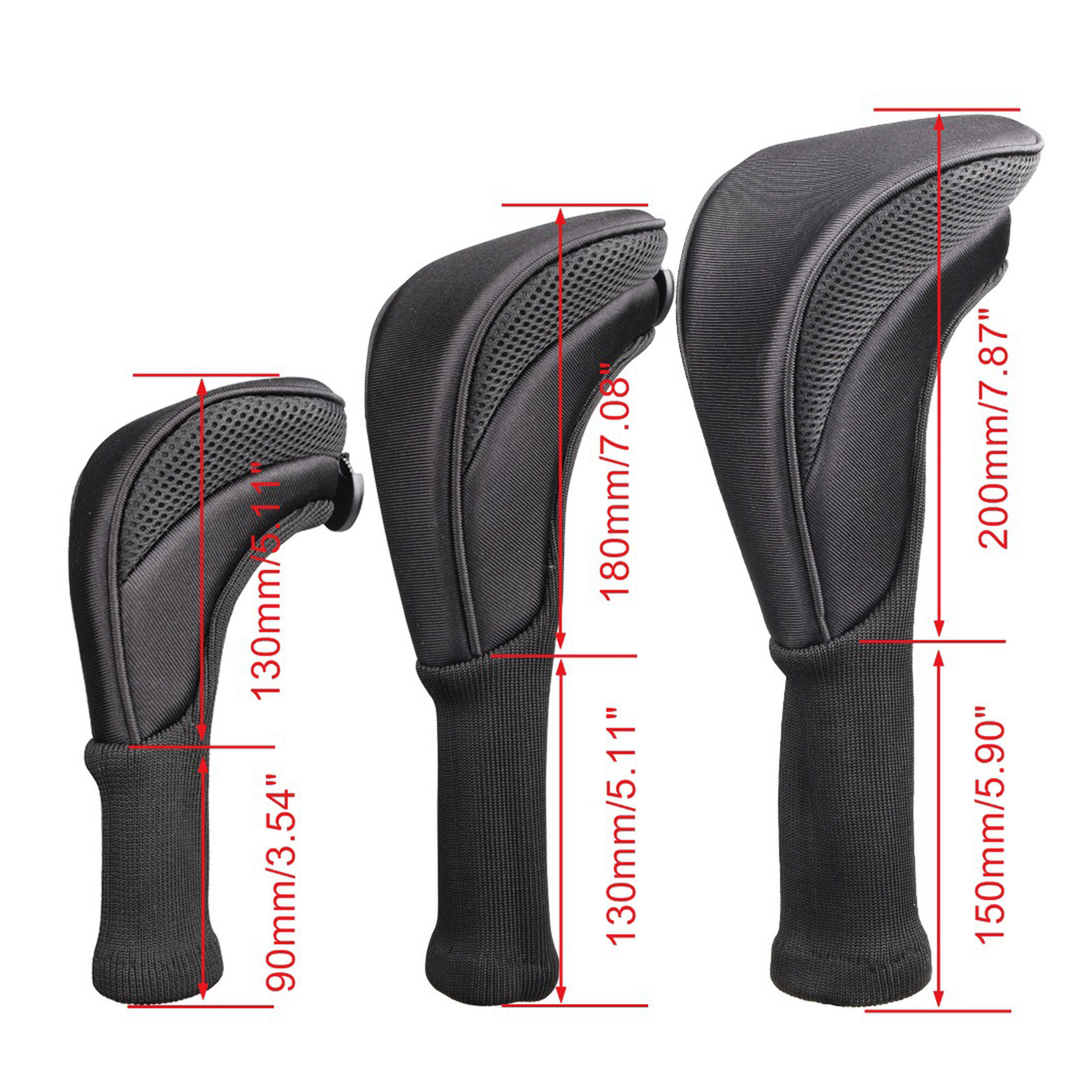 NEXAVKPR 3Pcs Long Neck Mesh for Head Covers for Fairway Woods Driver Hybrids, Golf Club Headcovers Set with Interchangeable No.
