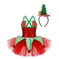 thumbnail image 2 of YiZYiF Girls Santa Elf Christmas Costume Camisole Mesh Tutu Dress for Figure Ice Skating Dance Party Green 6, 2 of 5