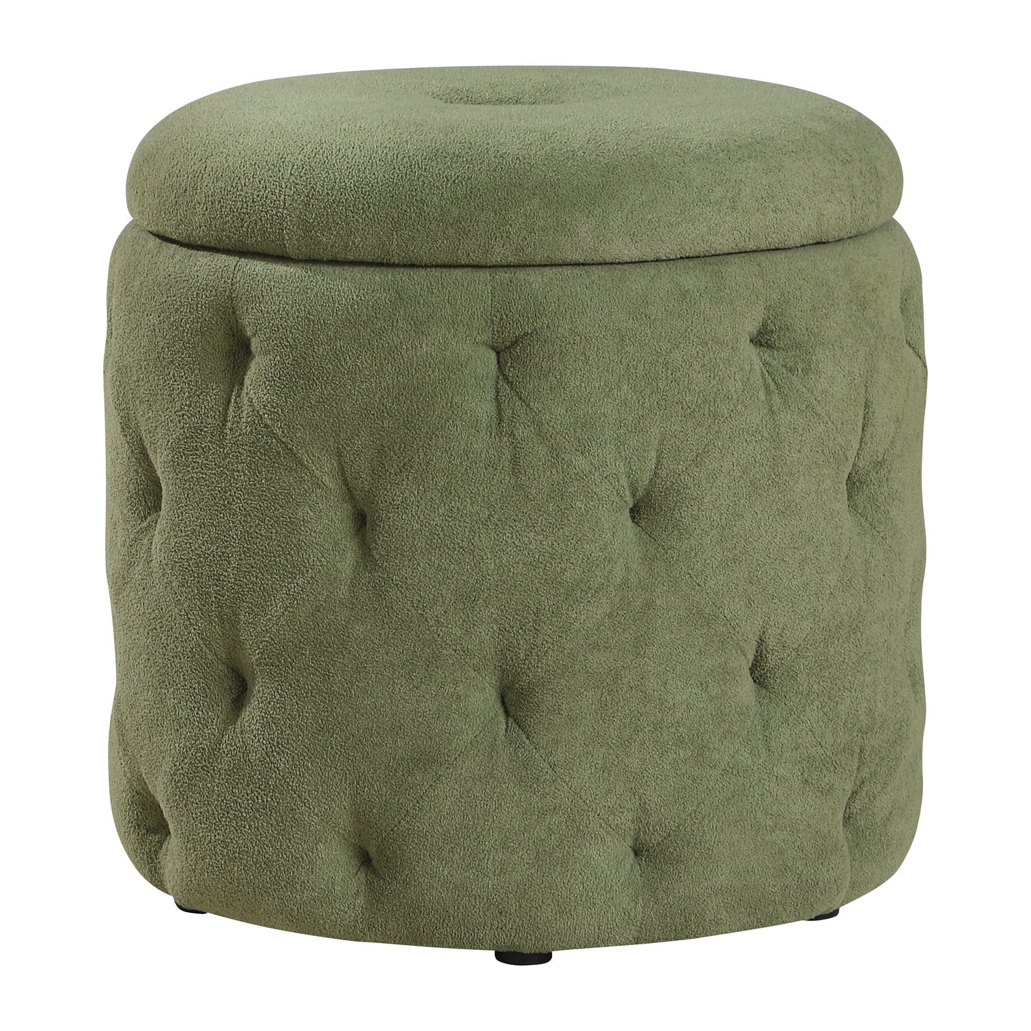 Erindale Round Storage Ottoman in Moss Green Fabric