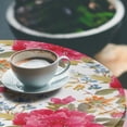 thumbnail image 3 of Ambesonne Floral Fitted Round Tablecloth, Bohemian Flowers in Bloom, 56"- 60" Diameter, Magenta Sage Green White, 3 of 5