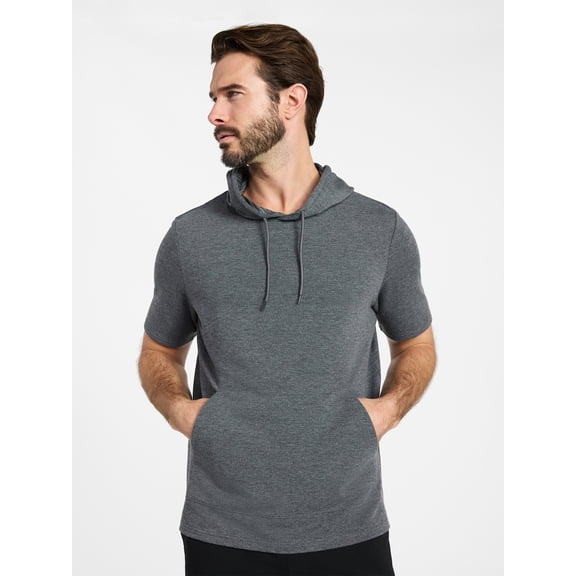Athletic Works Men's and Big Men's Performance Coach Style Short Sleeve Hoodie Sweatshirt, Sizes XS-5XL