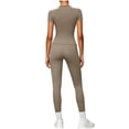 thumbnail image 7 of Womens 2 Piece Workout Set Athletic T-Shirt High Waist Leggings Activewear for Gym, Running Yoga Coffee M(M), 7 of 7