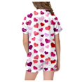 thumbnail image 5 of Rovga Kid Outfits For Girl Short Sleeve Heart Shaped Leopard Print Pajama Set Lapel Tee Caual Shorts With Pockets Heart Shaped Print Set Soft Festival Playsuit Light Pink 6-7 Years, 5 of 6