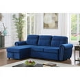 thumbnail image 5 of Maklaine Velvet Fabric Reversible Sleeper Sectional Sofa Chaise in Blue, 5 of 13