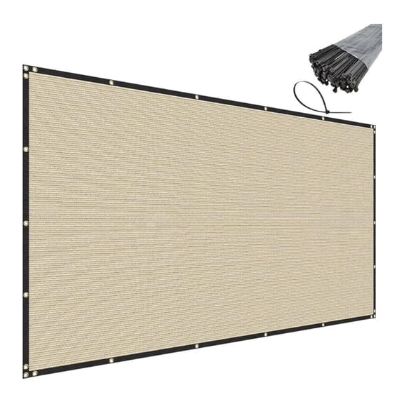 8' x 14' Beige Privacy Fence Screen Heavy Duty Windscreen Mesh Fencing Shade Fabric with Brass Grommets for Outdoor Fence Garden Patio Swimming Pool