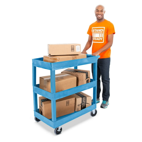 Stand Steady 18" x 32" Tubstr Two Shelf Heavy Duty Tub Utility Cart - Blue